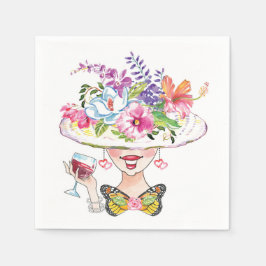  tuinfeest Dame & vlinder Napkin Servet