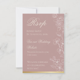 Tuinfeest Mauve en Goud RSVP Kaart