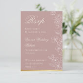 Tuinfeest Mauve en Goud RSVP Kaart (Staand voorkant)