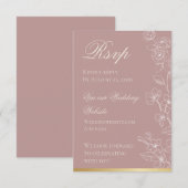 Tuinfeest Mauve en Goud RSVP Kaart (Voorkant / Achterkant)