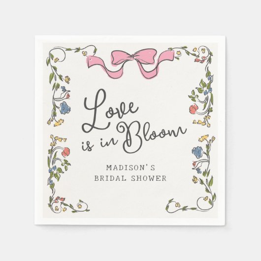 Tuinfeest met bloemendoodle Bruidsdouche met een s Servet (Voorkant)