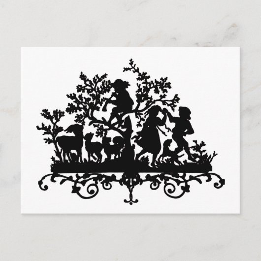 Tuinfeest met kinderen dansen briefkaart (Voorkant)