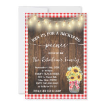 Tuinfeest met picknick Rode geruite zonnebloemen