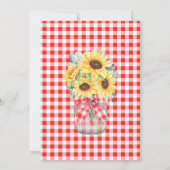 Tuinfeest met rode ruit zonnebloemen kaart (Achterkant)