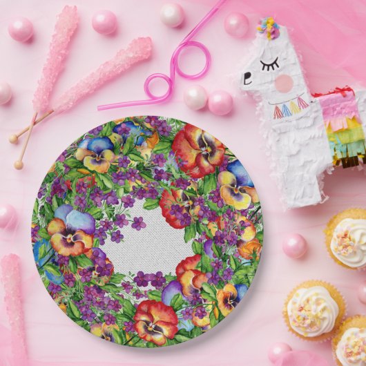 Tuinfeest Mooie driekleurige viooltjes Papieren Bordje (Feest)