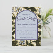 Tuinfeest - Stofblauw Vintage Bloem Natuur Kaart (Staand voorkant)