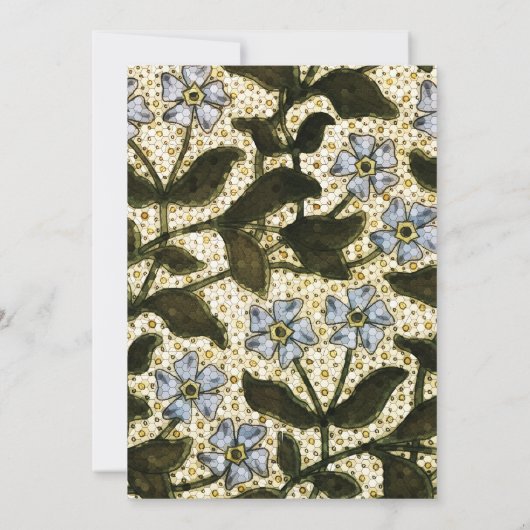 Tuinfeest - Stofblauwe Vintage Bloem Natuur Kaart (Achterkant)