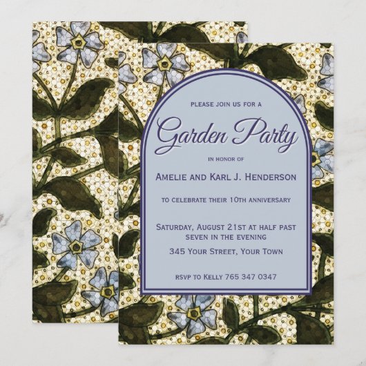 Tuinfeest - Stofblauwe Vintage Bloem Natuur Kaart (Voorkant / Achterkant)