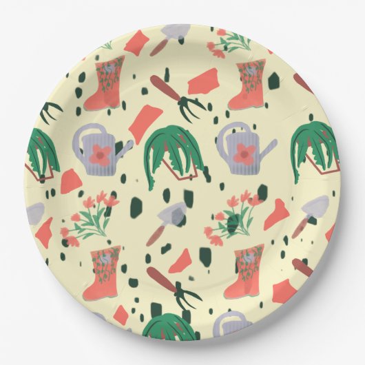 Tuinfeest Terrazzo Papieren Bordje (Voorkant)