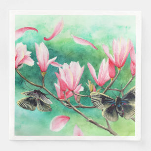Tuinfeest! Vlinders op Roze Bloemen Servet