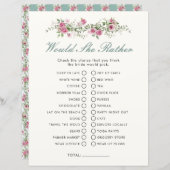 Tuinfeest Would She Rather Bruidsfeest Spel (Voorkant / Achterkant)