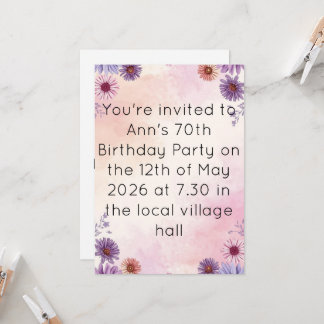 Tuinfeestje met Thee en Bloemen voor 70e Verjaarda Kaart