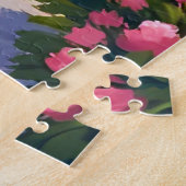 Tuinfontein bloemenschildering legpuzzel (Zijkant)