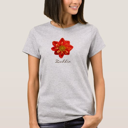 Tuinfoto Oranje Dahlia Flower Text T-shirt (Voorkant)