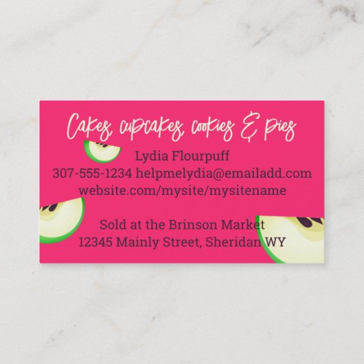 tuinfruitteelt voor de bereiding van groene appels visitekaartje (Achterkant)