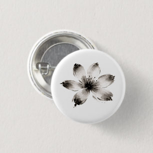 Tuingardenia geïnspireerde inkt bloem botanische k ronde button 3,2 cm