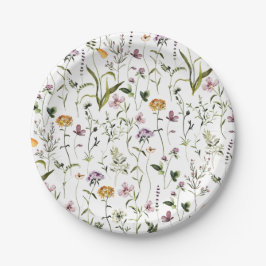 Tuingebed met wilde bloemen-patroon papieren bordje