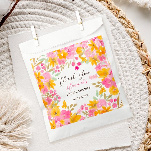 Tuingeel roze florale waterverf vrijgezellenfeest bedankzakje