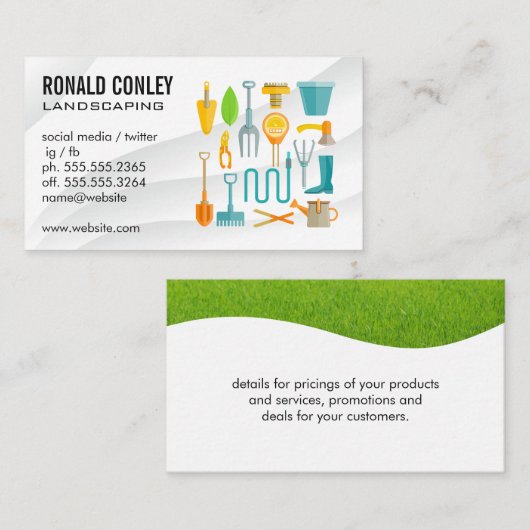 tuingereedschap | gazon visitekaartje (Voorkant / Achterkant)