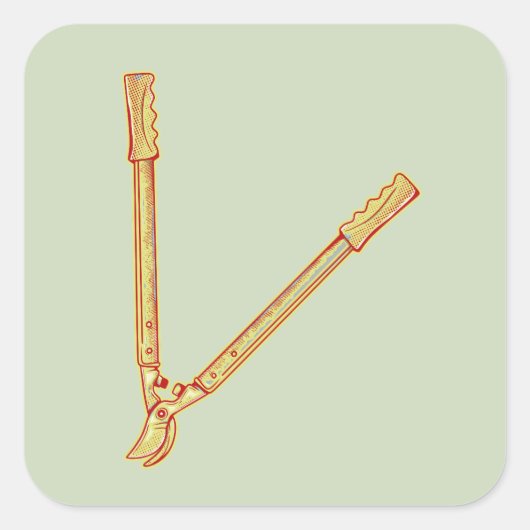 Tuingereedschap Loppers Vierkante Sticker (Voorkant)