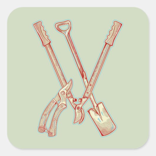 Tuingereedschap Loppers Vierkante Sticker (Voorkant)