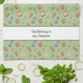 Tuingereedschap Patroon met aangepaste tekst Theedoek (Gevouwen)