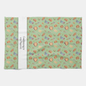 Tuingereedschap Patroon met aangepaste tekst Theedoek (Horizontaal)