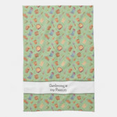 Tuingereedschap Patroon met aangepaste tekst Theedoek (Verticaal)