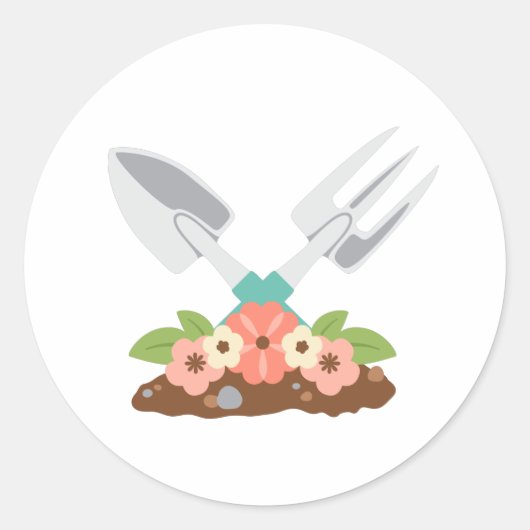Tuingereedschap Ronde Sticker (Voorkant)