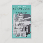 Tuingereedschap schilderen voor tuinarchitect tuin visitekaartje (Voorkant)