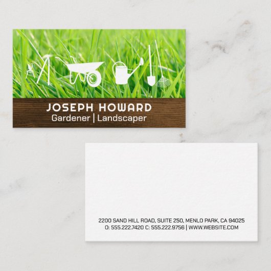 Tuingereedschap | Snijgras | Houten plank Visitekaartje (Voorkant / Achterkant)