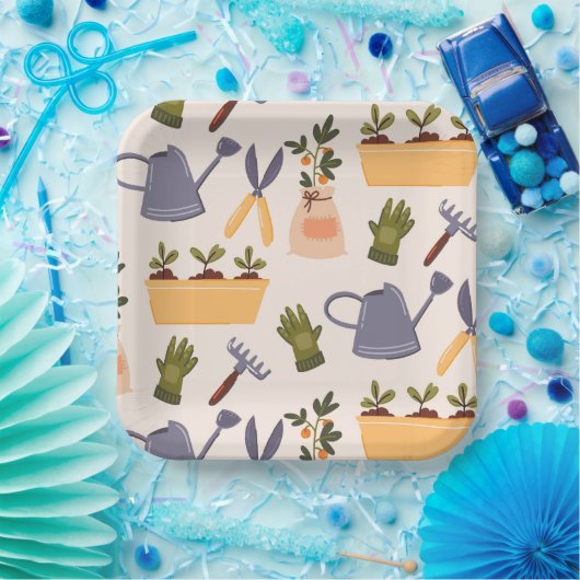 Tuingereedschap Tuinieren Verjaardagsfeest Papieren Bordje (Feest)