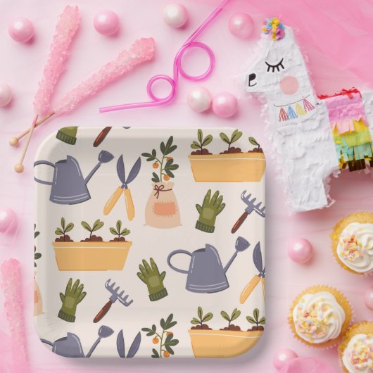 Tuingereedschap Tuinieren Verjaardagsfeest Papieren Bordje (Feest)