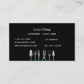 Tuingereedschap voor de tuinbouw, zwart tuingereed visitekaartje (Achterkant)