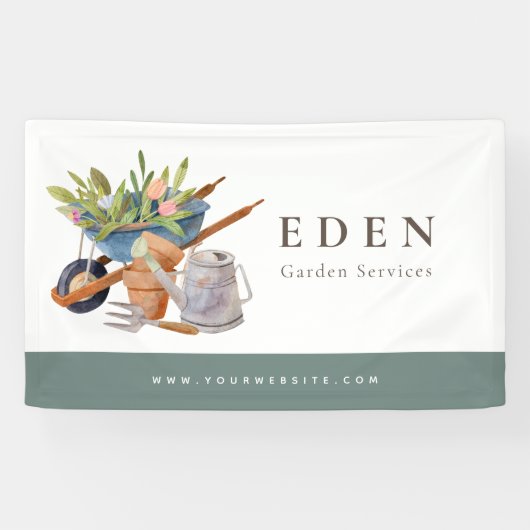 Tuingereedschap Waterverf Tuinbedrijf Spandoek (Horizontaal)