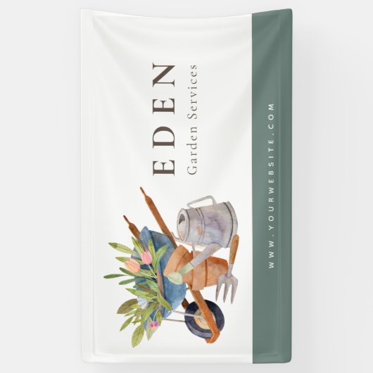 Tuingereedschap Waterverf Tuinbedrijf Spandoek (Verticaal)