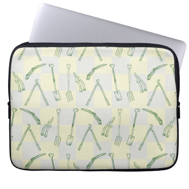 Tuingereedschappen Patroon Laptop Sleeve (Voorkant)