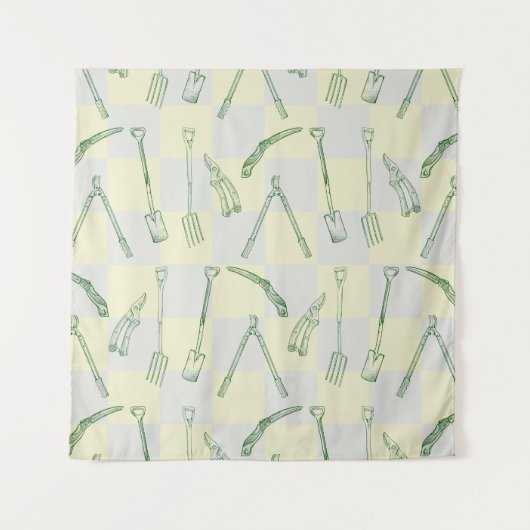 Tuingereedschappen Patroon Wandkleed (Voorkant)