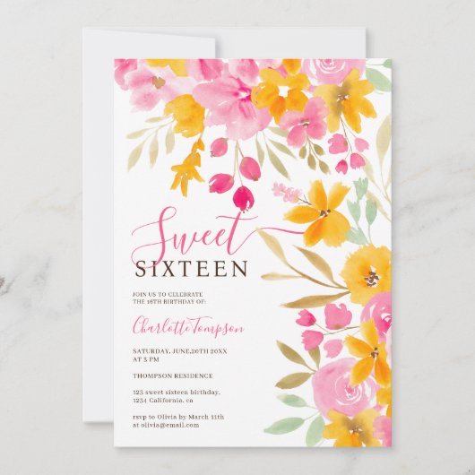 Tuinggeel roze roze roze roze kleurig zoet 16 kaart (Voorkant)