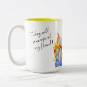 tuingnomen, vun kleurrijke moderne tweetone koffie tweekleurige koffiemok (Links)