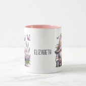 Tuingnoom met paarse roze bloemen en vlinders mok (Midden)