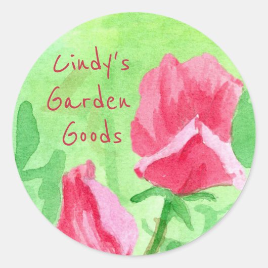 Tuingoederen Roze Zoete Erwten Ronde Sticker (Voorkant)