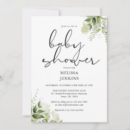 Tuingroen Bloemen Baby shower Kaart