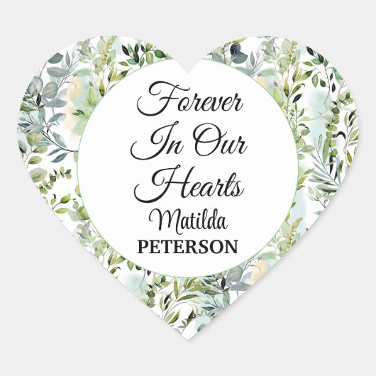 Tuingroen verlaat begrafenis hart sticker (Voorkant)