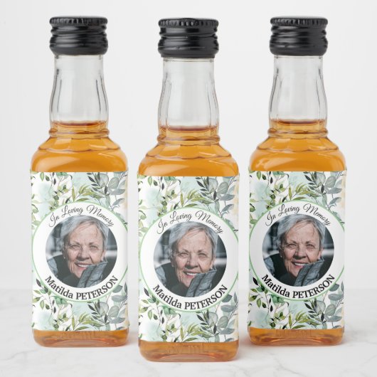 Tuingroen verlaat begrafenis likeurfles etiket (Flessen)