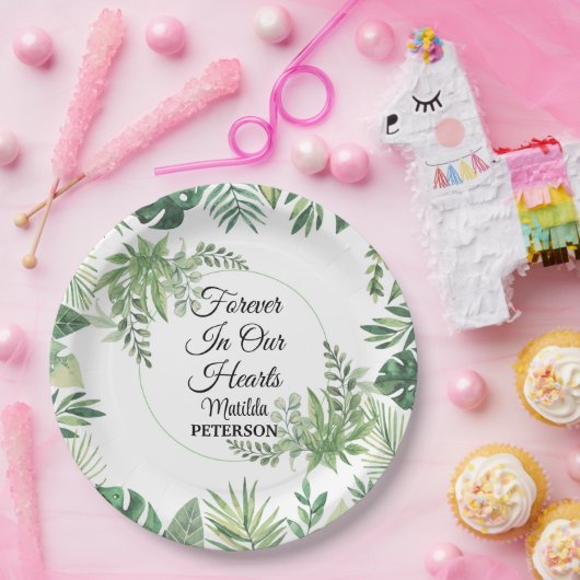 Tuingroen verlaat begrafenis papieren bordje (Feest)