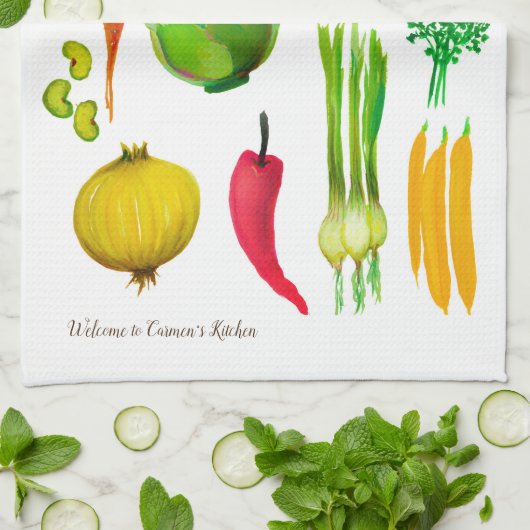 Tuingroenten keukenhanddoeken (Gevouwen)