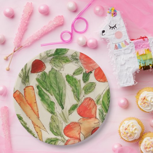 Tuingroenten waterverf zomerpapier bord (Feest)