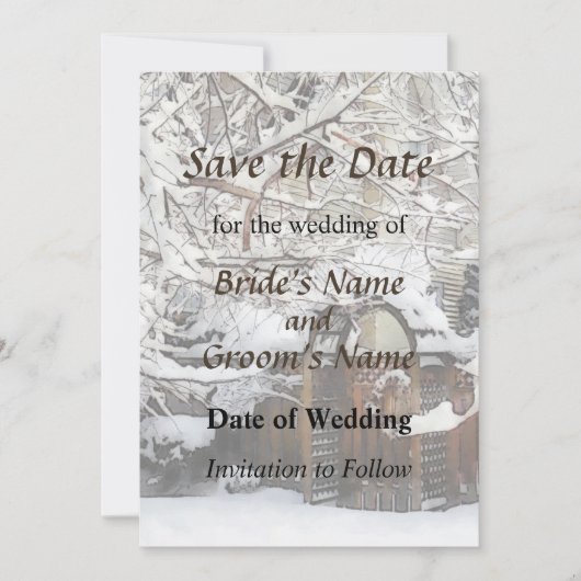 Tuinhek in de winter Bewaar de datum Save The Date (Voorkant)