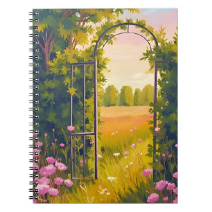 Tuinhek   Roze Bloemen Botanische Aquarel Notitieboek